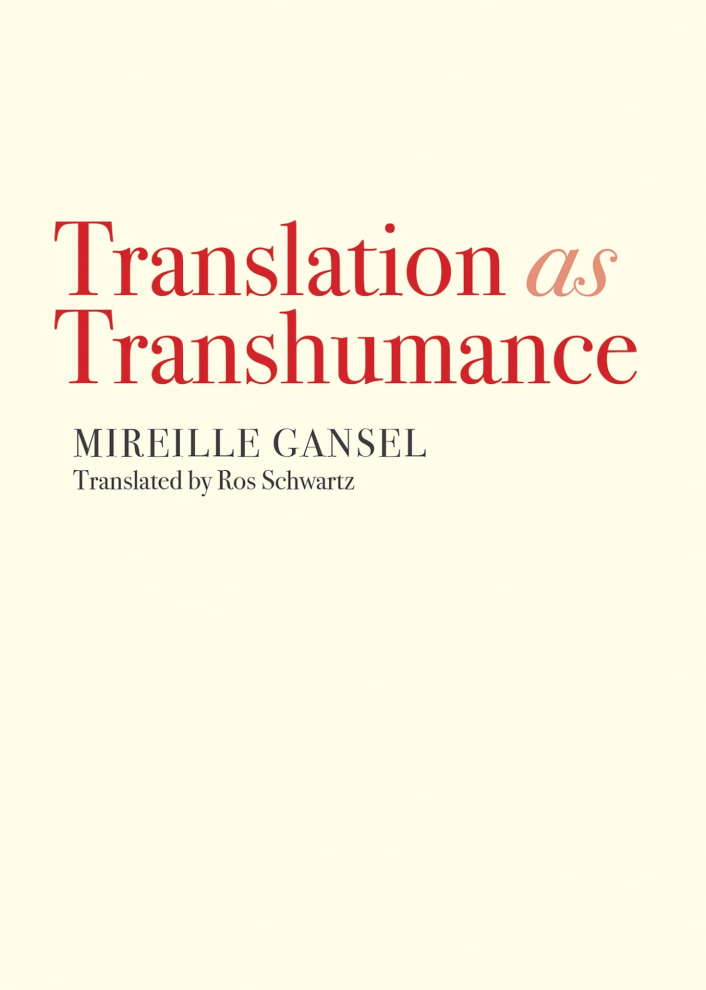 Translation as Transhumance book cover