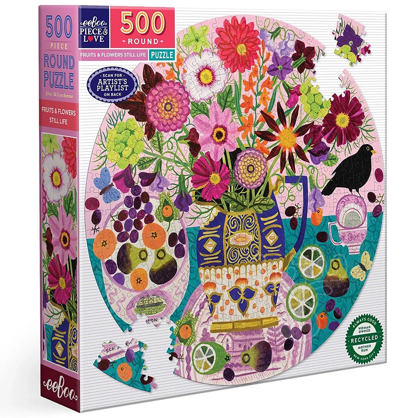 Fruits & Flowers Still Life 500 Piece Round Puzzle book cover