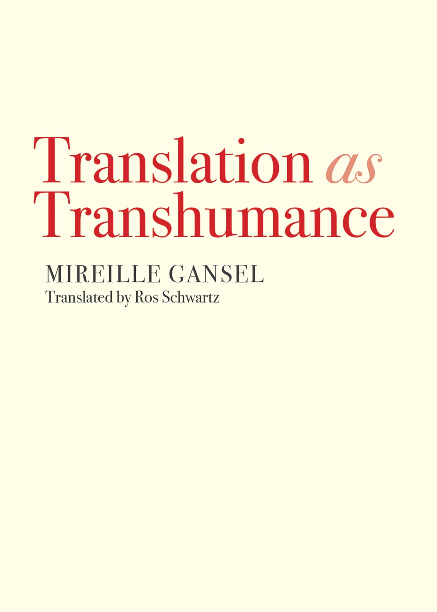 Translation as Transhumance book cover