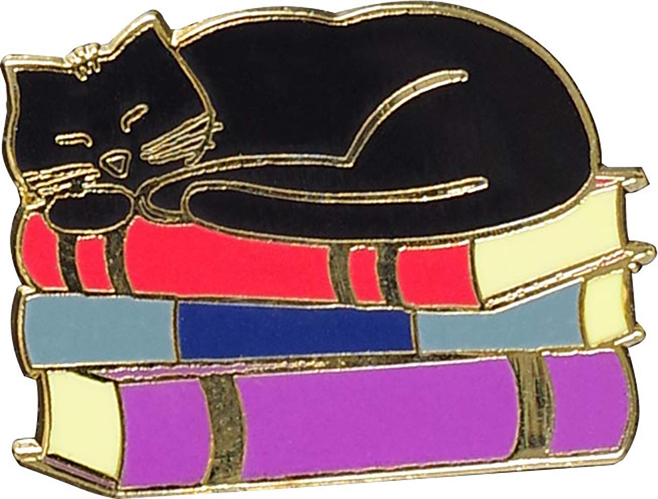 Cat with Books Hard Enamel Pin (Cloisonne)