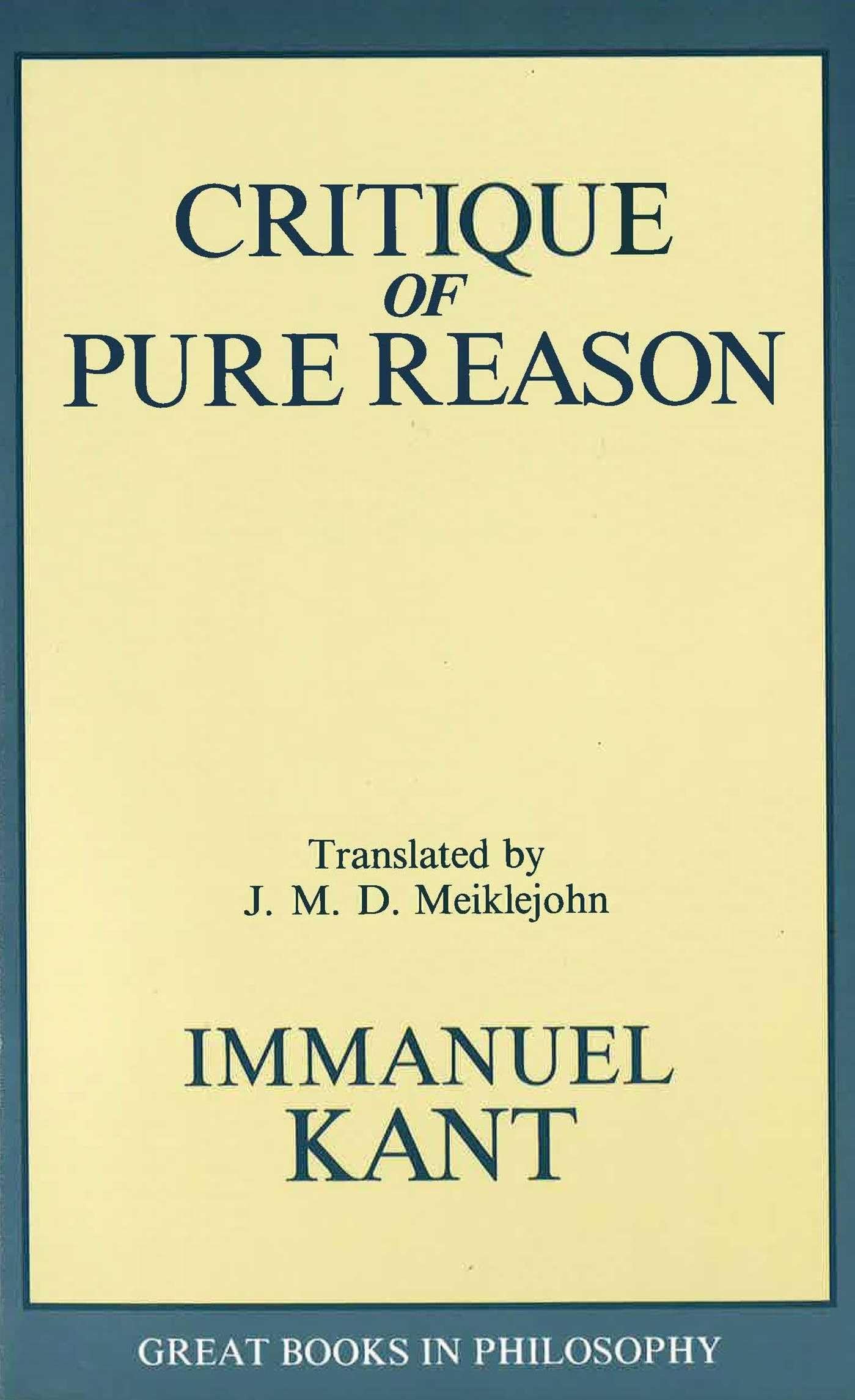Critique of Pure Reason book cover