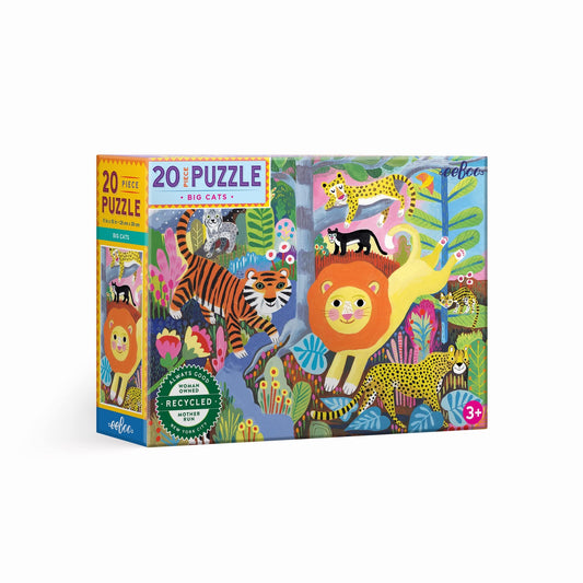 eeBoo: Big Cats 20 Piece Jigsaw Puzzle, Perfect Project for Little Hands, Aids in Development of Pattern, Shape, and Color Recognition, Offers Children a Challenge