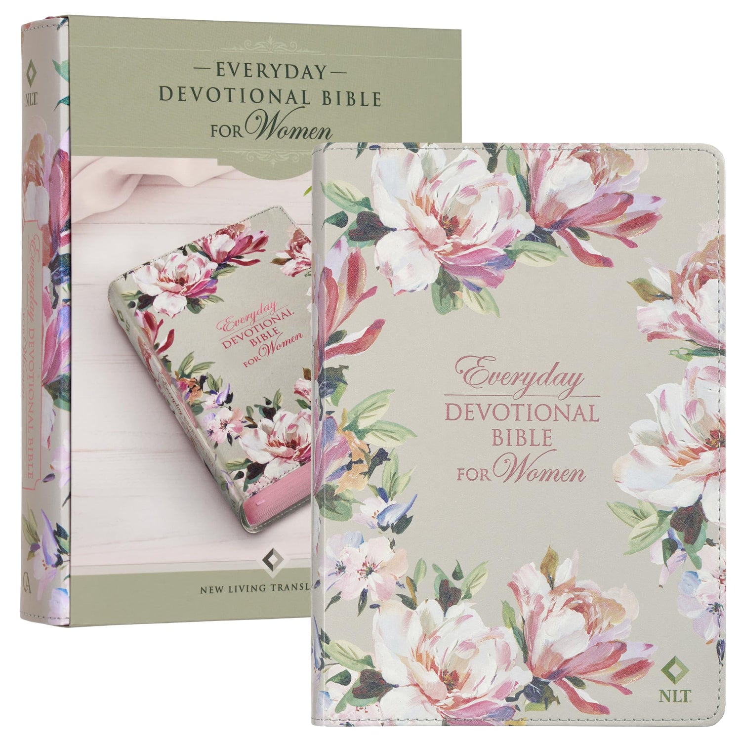 Devotional Bible NLT for Women (Faux Leather, Floral) book cover