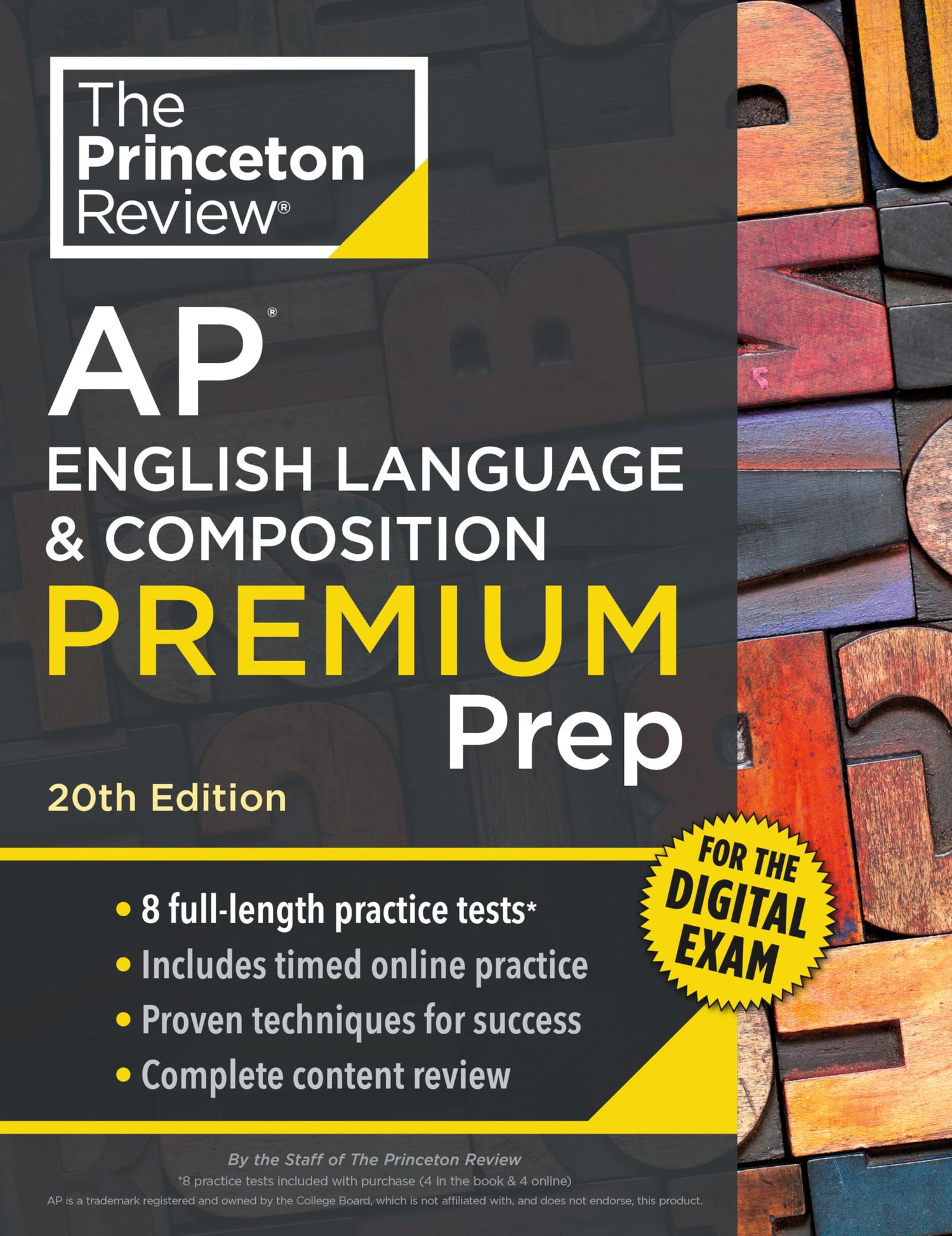 Princeton Review AP English Language & Composition Premium Prep, 20th Edition: 8 Practice Tests + Digital Practice Online + Content Review book cover