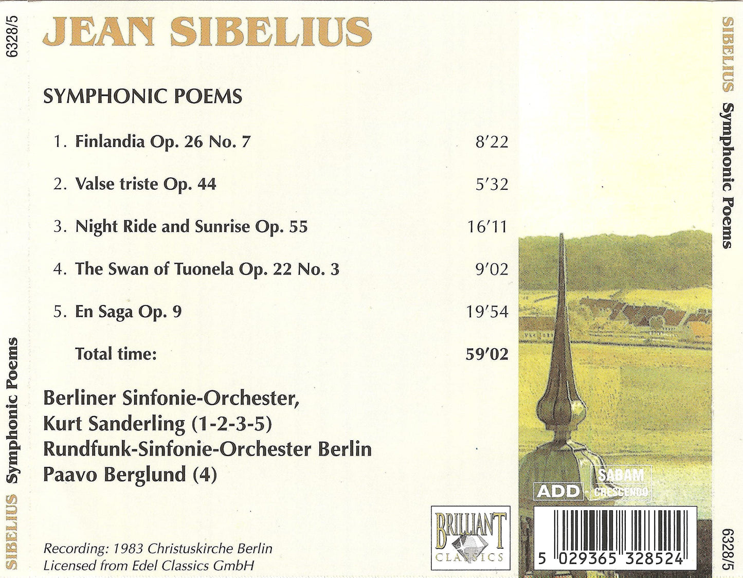1-CD SIBELIUS - SYMPHONIC POEMS - BERLINER SINFONIE ORCHESTER / PAAVO BERGLUND book cover