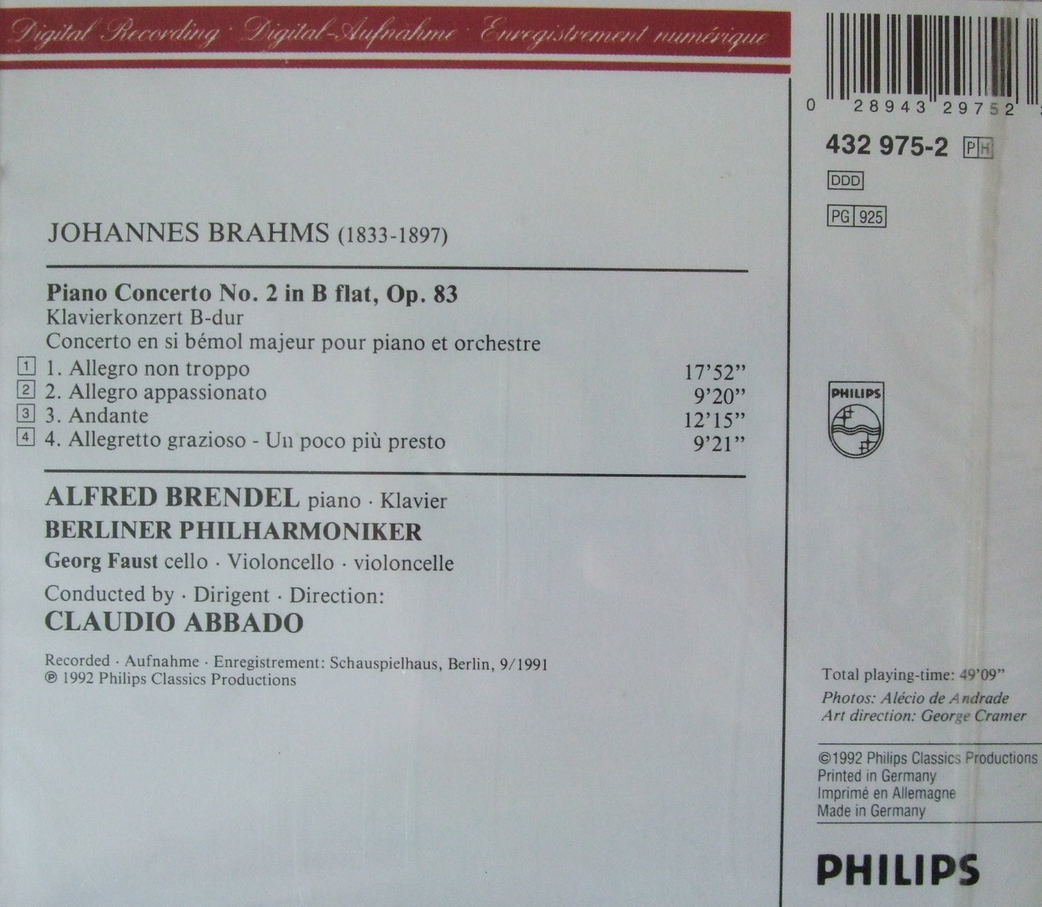 Brahms: Piano Concerto No. 2 ~ Brendel book cover