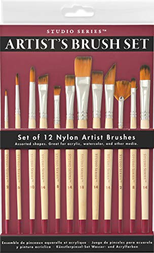 Studio Series Artist's Paint Brush Set (12 highest quality nylon brushes)